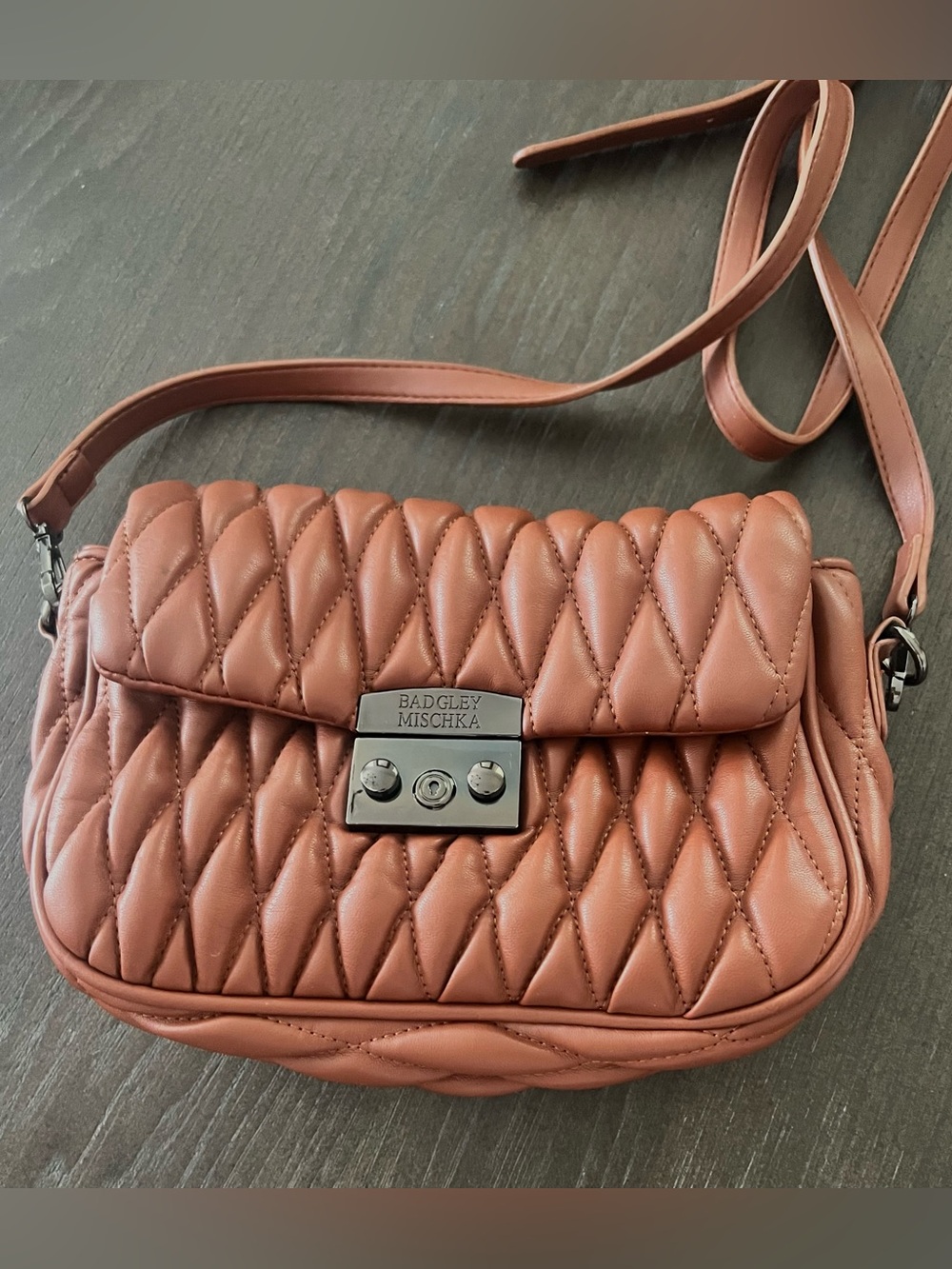 Badgley Mischka Quilted Crossbody in Warm Terracotta